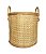 Cesto Decorativo em Madeira e Rattan Palha P (38X30) - Imagem 1