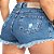 Short Hot Pant Jeans Destroyed Amassado Azul Lady Rock - Imagem 3