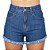 Short Hot Pant Jeans Azul Escuro Amassado Lady Rock - Imagem 1