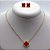 CONJUNTO BRINCO E COLAR AÇO INOX 45 CM  DOURADO PINGENTE TREVO - VERMELHO - Imagem 2