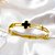 BRACELETE AÇO INOX  TREVO PRETO - DOURADO - Imagem 3