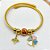 BRACELETE E BERLOQUES  EM AÇO INOX TREVO COLORIDO - DOURADO - Imagem 1