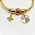 BRACELETE E BERLOQUES  EM AÇO INOX TREVO COLORIDO - DOURADO - Imagem 2