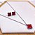 CONJUNTO BRINCO E COLAR AÇO INOX 45 CM  PRATEADO PINGENTE TREVO - VERMELHO - Imagem 4