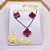 CONJUNTO BRINCO E COLAR AÇO INOX 45 CM  PRATEADO PINGENTE TREVO - VERMELHO - Imagem 3