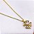 COLAR AÇO INOXIDÁVEL 45CM  PINGENTE FLOR COM PÉROLA - DOURADO - Imagem 2