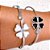 BRACELETE AÇO INOXIDÁVEL TREVO PRETO PEDRA CRISTAL- PRATEADO - Imagem 5