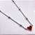 COLAR AÇO INOXIDÁVEL 45CM BOLINHAS PINGENTE CORAÇÃO VERMELHO - PRATEADO - Imagem 2