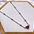 COLAR AÇO INOXIDÁVEL 45CM BOLINHAS PINGENTE CORAÇÃO VERMELHO - PRATEADO - Imagem 1