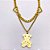 COLAR AÇO INOXIDÁVEL CORRENTE GRUMET DIAMANTADA 1.2MM 45CM PINGENTE URSINHO COM PEDRA CRISTAL - DOURADO - Imagem 3