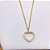 COLAR AÇO INOXIDÁVEL 45CM PINGENTE CORAÇÃO VAZADO CRAVEJADO STRASS - DOURADO - Imagem 2