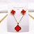 CONJUNTO COLAR  E BRINCO AÇO INOXIDÁVEL  TREVO VERMELHO - DOURADO - Imagem 1