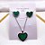 CONJUNTO COLAR  E BRINCO AÇO INOXIDÁVEL  CORAÇÃO VERDE - PRATEADO - Imagem 1