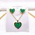 CONJUNTO COLAR  E BRINCO AÇO INOXIDÁVEL  CORAÇÃO VERDE - DOURADO - Imagem 1