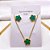 CONJUNTO COLAR  E BRINCO AÇO INOXIDÁVEL  FLOR VERDE - DOURADO - Imagem 1