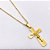 COLAR  AÇO INOXIDÁVEL 50CM PINGENTE CRUCIFIXO - DOURADO - Imagem 2
