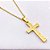 COLAR  AÇO INOXIDÁVEL 50CM PINGENTE CRUCIFIXO PAI NOSSO - DOURADO - Imagem 2