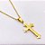COLAR  AÇO INOXIDÁVEL 50CM PINGENTE CRUCIFIXO PAI NOSSO - DOURADO - Imagem 2