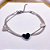 PULSEIRA AÇO INOXIDÁVEL DUPLA FITA E CORAÇÃO PRETO - PRATEADA - Imagem 2