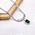 COLAR AÇO INOX FITA 45 CM CRAVEJADO BAGUETE CRISTAL PEDRA VERDE TURMALINA - PRATEADO - Imagem 2