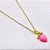 COLAR AÇO INOXIDÁVEL 45CM PINGENTE MORANGO ROSA - DOURADO - Imagem 2