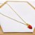 COLAR AÇO INOXIDÁVEL 45CM PINGENTE MORANGO VERMELHO - DOURADO - Imagem 1