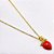 COLAR AÇO INOXIDÁVEL 45CM PINGENTE MORANGO VERMELHO - DOURADO - Imagem 2