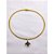 COLAR AÇO INOXIDÁVEL ARO SEMI RÍGIDO PINGENTE TREVO PRETO - DOURADO - Imagem 1