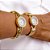 BRACELETE RELOGIO AÇO INOXIDÁVEL 3 FIOS CRAVEJADO STRASS - DOURADO - Imagem 4