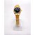 RELÓGIO AÇO INOXIDAVEL FEMININO VISOR REDONDO FUNDO PRETO - DOURADO - Imagem 1