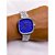 RELÓGIO VINTAGE AÇO INOXIDAVEL FEMININO FUNDO AZUL CANETA - PRATEADO - Imagem 2