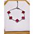 PULSEIRA AÇO INOX  TREVO CRAVEJADO VERMELHO - PRATEADA - Imagem 2