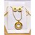 CONJUNTO COLAR  E BRINCO AÇO INOXIDÁVEL  PINGENTE REDONDO PEDRA CRISTAL - DOURADO - Imagem 1