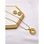 CONJUNTO COLAR  E BRINCO AÇO INOXIDÁVEL  PINGENTE REDONDO PEDRA CRISTAL - DOURADO - Imagem 2