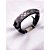 PULSEIRA MASCULINA COURO AÇO INOX E ZAMAC 20CM GEOMETRICA - PRATEADA - Imagem 2