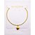 COLAR AÇO INOXIDÁVEL ARO SEMI RÍGIDO PINGENTE CORAÇÃO - DOURADO - Imagem 1
