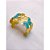 BRACELETE AÇO INOXIDÁVEL BORBOLETAS RESINADO TURQUESA - DOURADO - Imagem 3