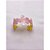BRACELETE AÇO INOXIDÁVEL FLOR ESMALTADO ROSA - DOURADO - Imagem 1