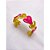 BRACELETE AÇO INOXIDÁVEL CORAÇÕES RESINADO VERMELHO - DOURADO - Imagem 1