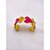 BRACELETE AÇO INOXIDÁVEL CORAÇÕES RESINADO VERMELHO - DOURADO - Imagem 3