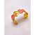 BRACELETE AÇO INOXIDÁVEL CORAÇÕES RESINADO SALMON - DOURADO - Imagem 1