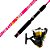 Kit Molinete Fight 200 Dourado + Vara 1,20m 8-14Lbs 2p Rosa - Imagem 1