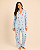 Pijama Americano Feminino Manga Longa Corações Azul - Imagem 2