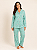 Pijama Americano Feminino Manga Longa Corações Verde - Imagem 2