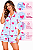 Pijama Feminino Americano Azul Poá Coração - Imagem 5