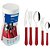 Talher faqueiro leme 20pc inox vermel - tramontina (pote) - Imagem 1