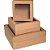 Caixa para presente com tampa md 21x21x8 kraft quad.c/visor - cristina (pct.c/10) - Imagem 1
