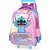 Mochila infantil com rodinha stitch roxo c/cetim e pelucia - luxcel (unidade) - Imagem 2