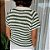 Blusa Polo Crochê Feminina Listrada Verde e Branca - Imagem 5
