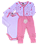 Kit Menina 3 Peças Bebê Manga Longa Rosa - Imagem 1